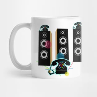 speakers and phone Mug
